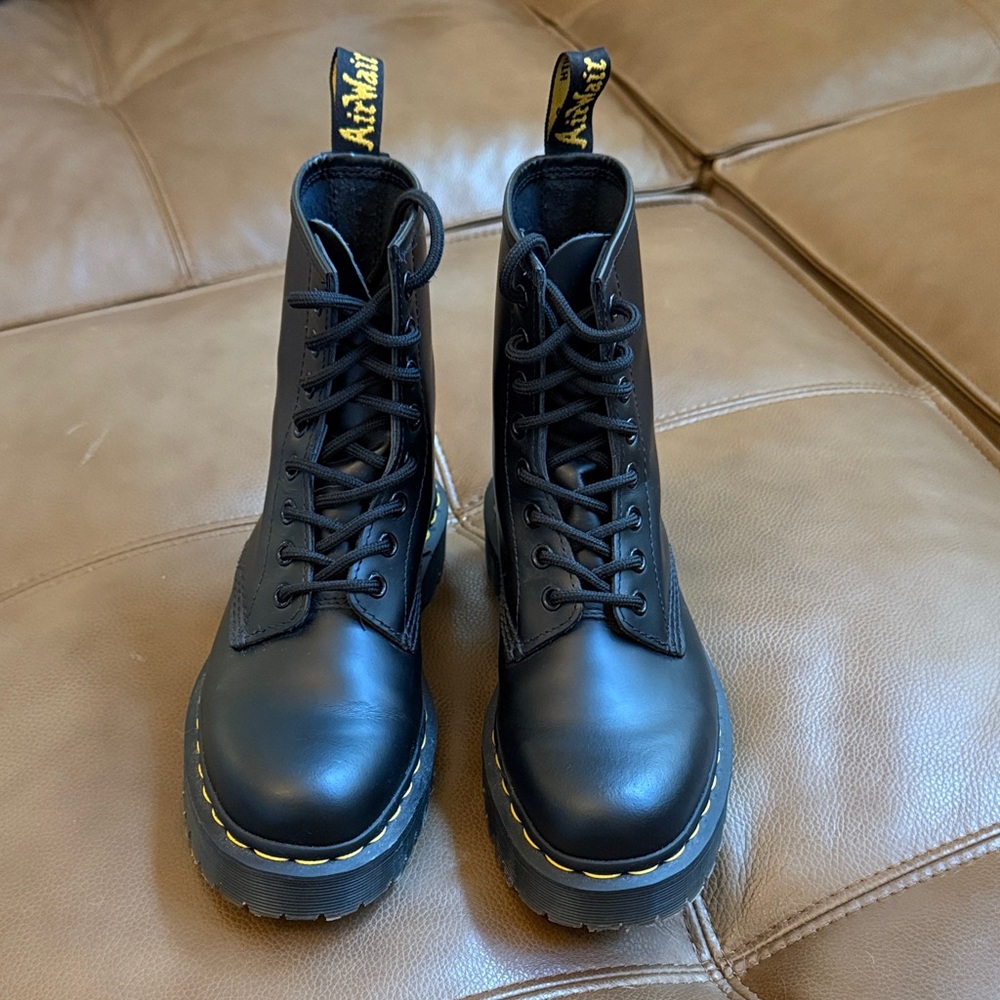 Like New Dr. Martens Black Combat Boots - Picture 2 of 5
